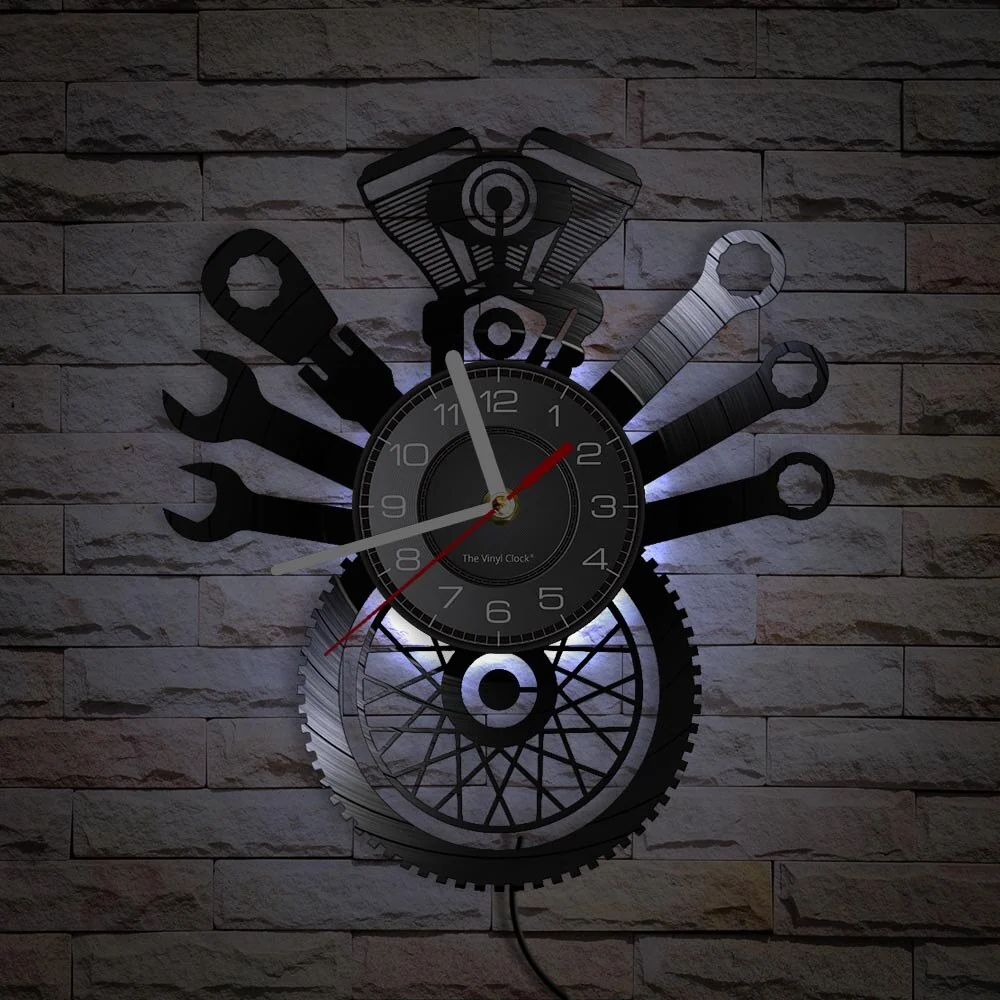 Reloj de pared de motocicleta Herramientas para moteros (LED) Antre du Motard