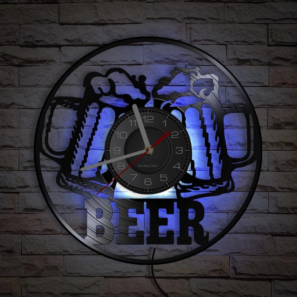 Reloj de pared de motocicleta Jarra de cerveza (LED) Antre du Motard