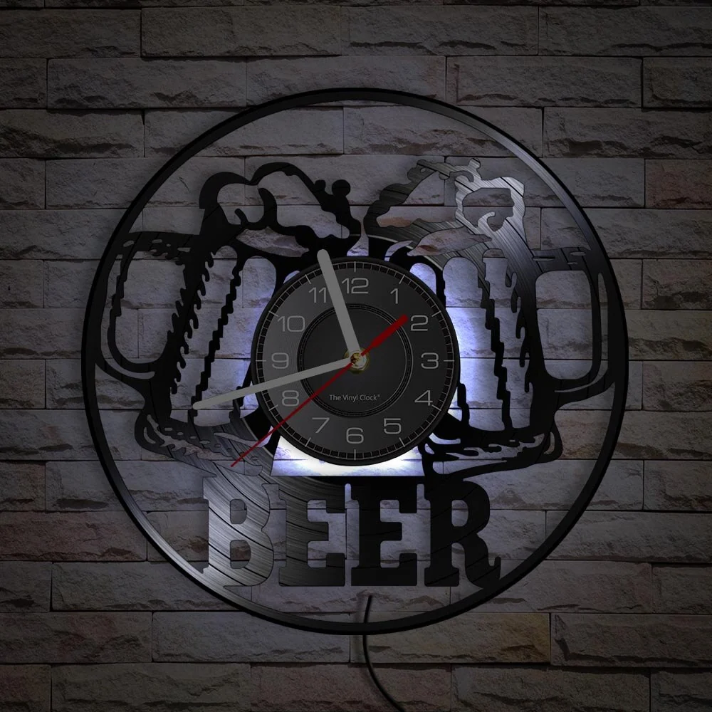 Reloj de pared de motocicleta Jarra de cerveza (LED) Antre du Motard