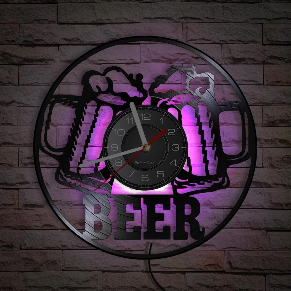 Reloj de pared de motocicleta Jarra de cerveza (LED) Antre du Motard