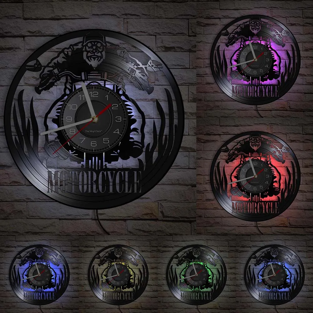 Reloj de pared de motocicleta<br> Motociclista veterano (LED) Antre du Motard