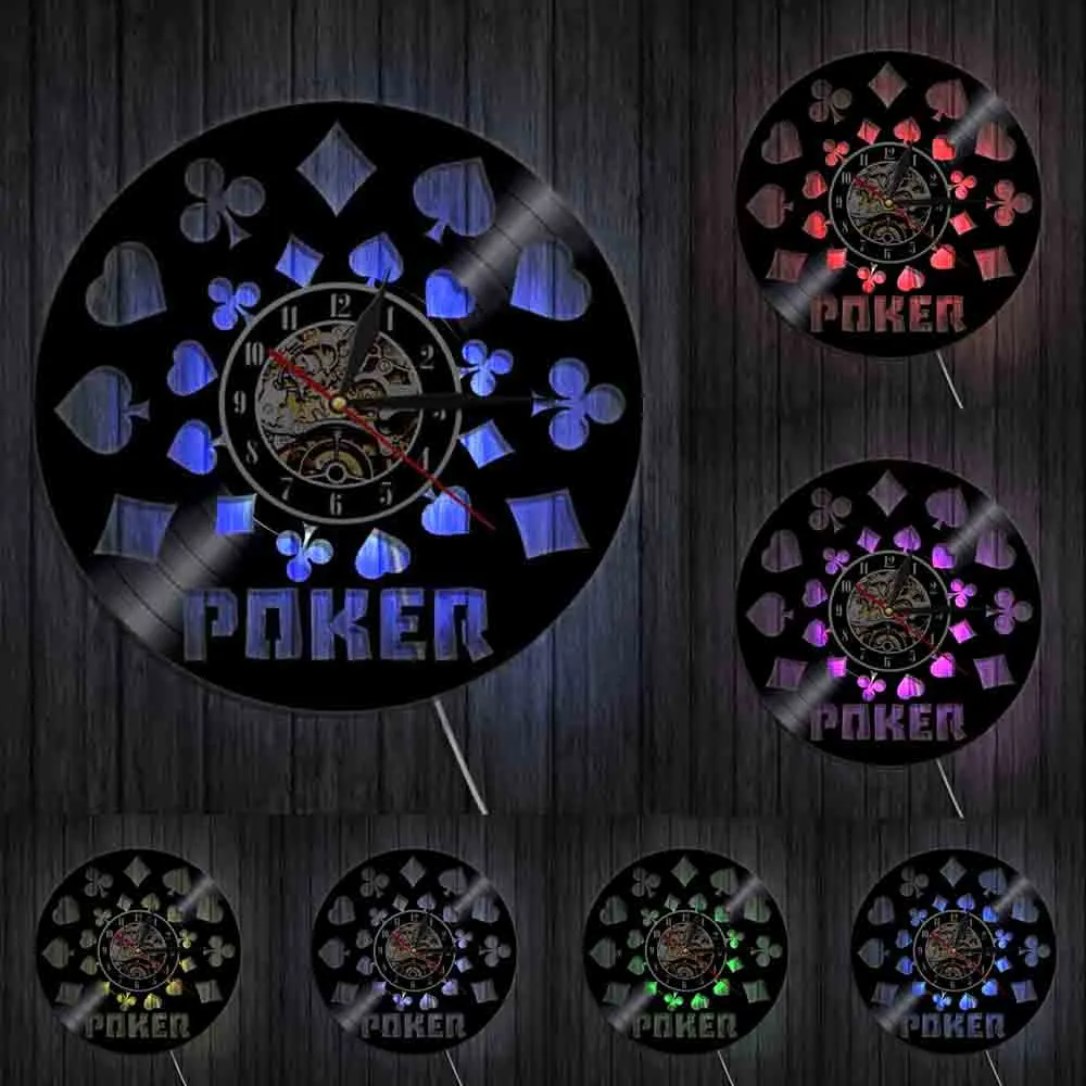 Reloj de pared de motocicleta Símbolos de póquer (LED) Antre du Motard