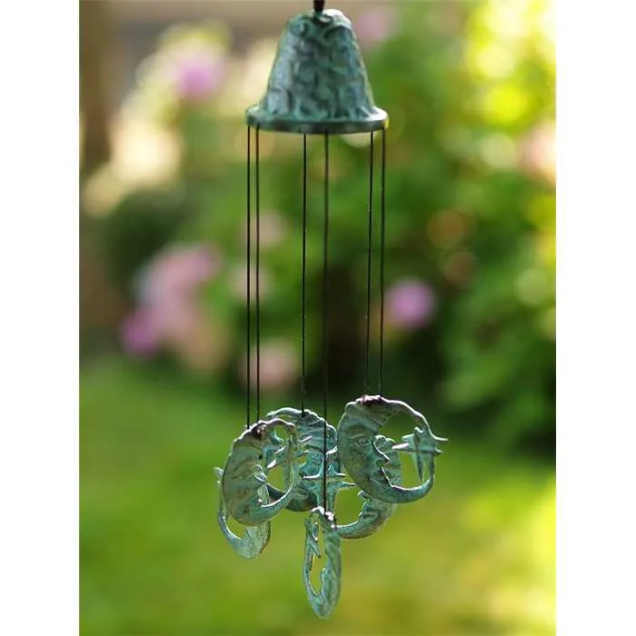 Campana de bronce con lunas - 30 X 8 X 8CM Aquigarden