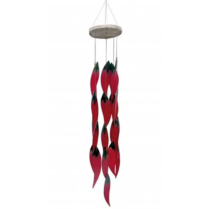 CAMPANA DE VIENTO DE CRISTAL CHILIS COLOR FUEGO 59 CM Aquigarden