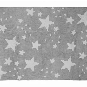 Alfombra Infantil Algodón 100% Lavable Lluvia de Estrellas Aratextil Gris
