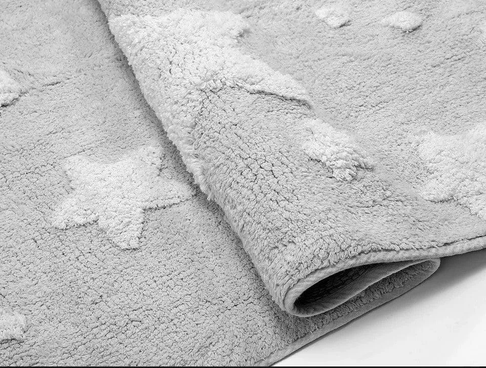 Alfombra Infantil Algodón 100% Lavable Lluvia de Estrellas Aratextil Gris