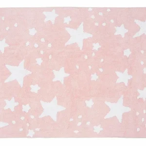 Alfombra Infantil Algodón 100% Lavable Lluvia de Estrellas Aratextil Rosa