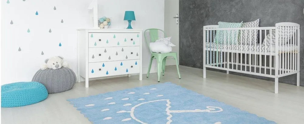 Alfombra Infantil Algodón 100% Lavable Otoño Aratextil Azul