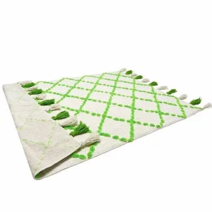 Alfombra Infantil Algodón 100% Lavable Tanger Aratextil Blanco/Verde
