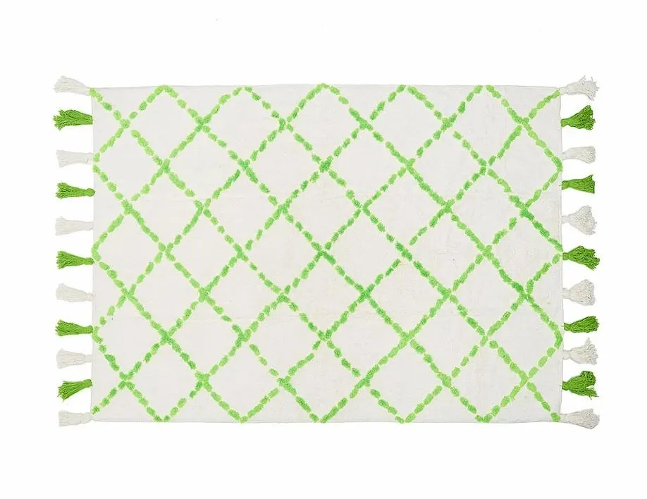 Alfombra Infantil Algodón 100% Lavable Tanger Aratextil Blanco/Verde