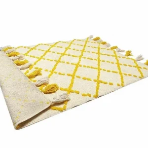Alfombra Infantil Algodón 100% Lavable Tanger Aratextil Blanco/Amarillo