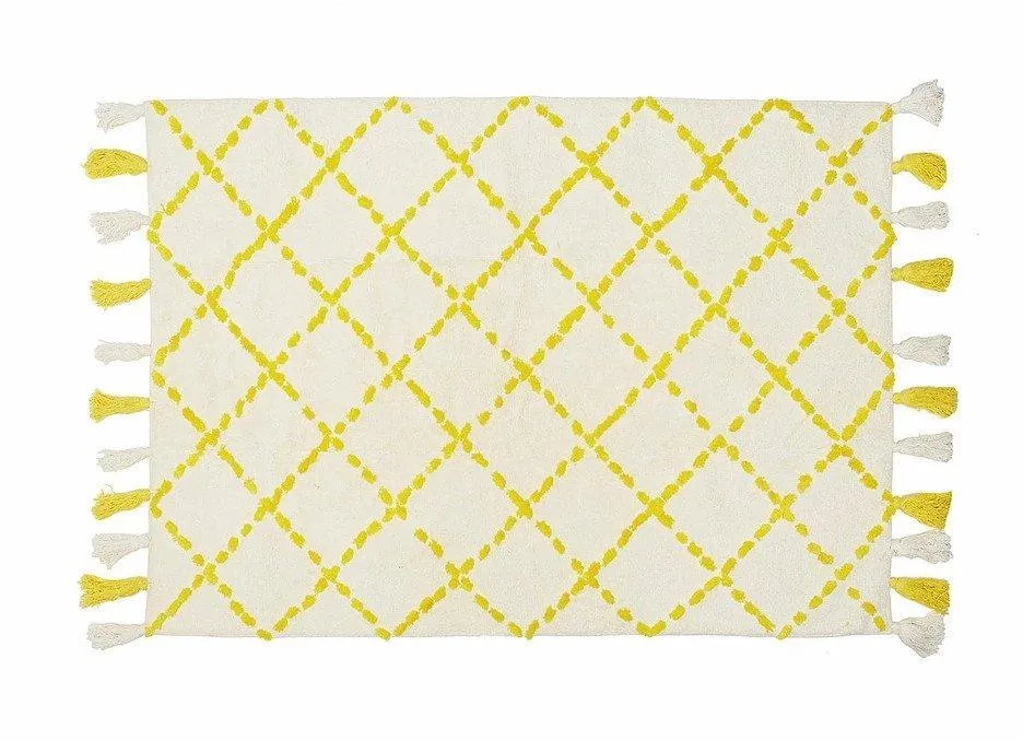 Alfombra Infantil Algodón 100% Lavable Tanger Aratextil Blanco/Amarillo