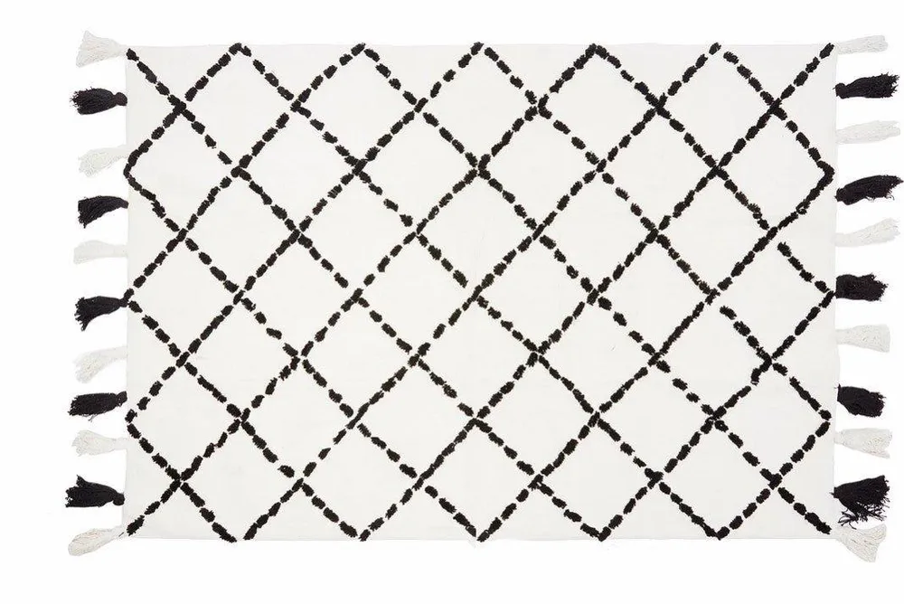 Alfombra Infantil Algodón 100% Lavable Tanger Aratextil Blanco/Negro