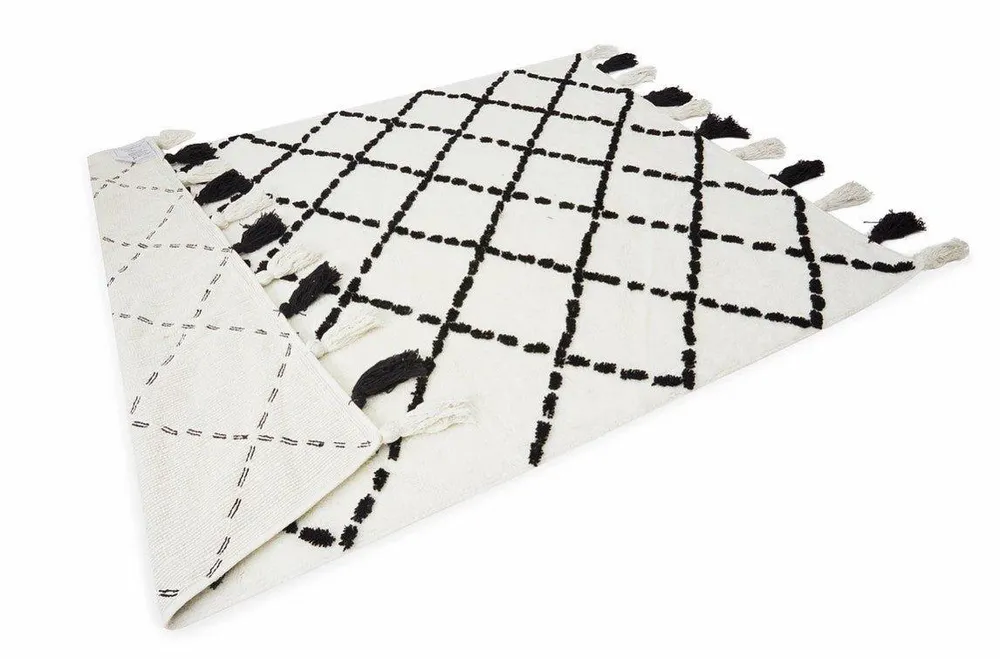 Alfombra Infantil Algodón 100% Lavable Tanger Aratextil Blanco/Negro
