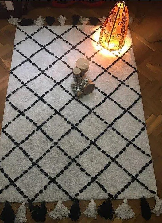 Alfombra Infantil Algodón 100% Lavable Tanger Aratextil Blanco/Negro