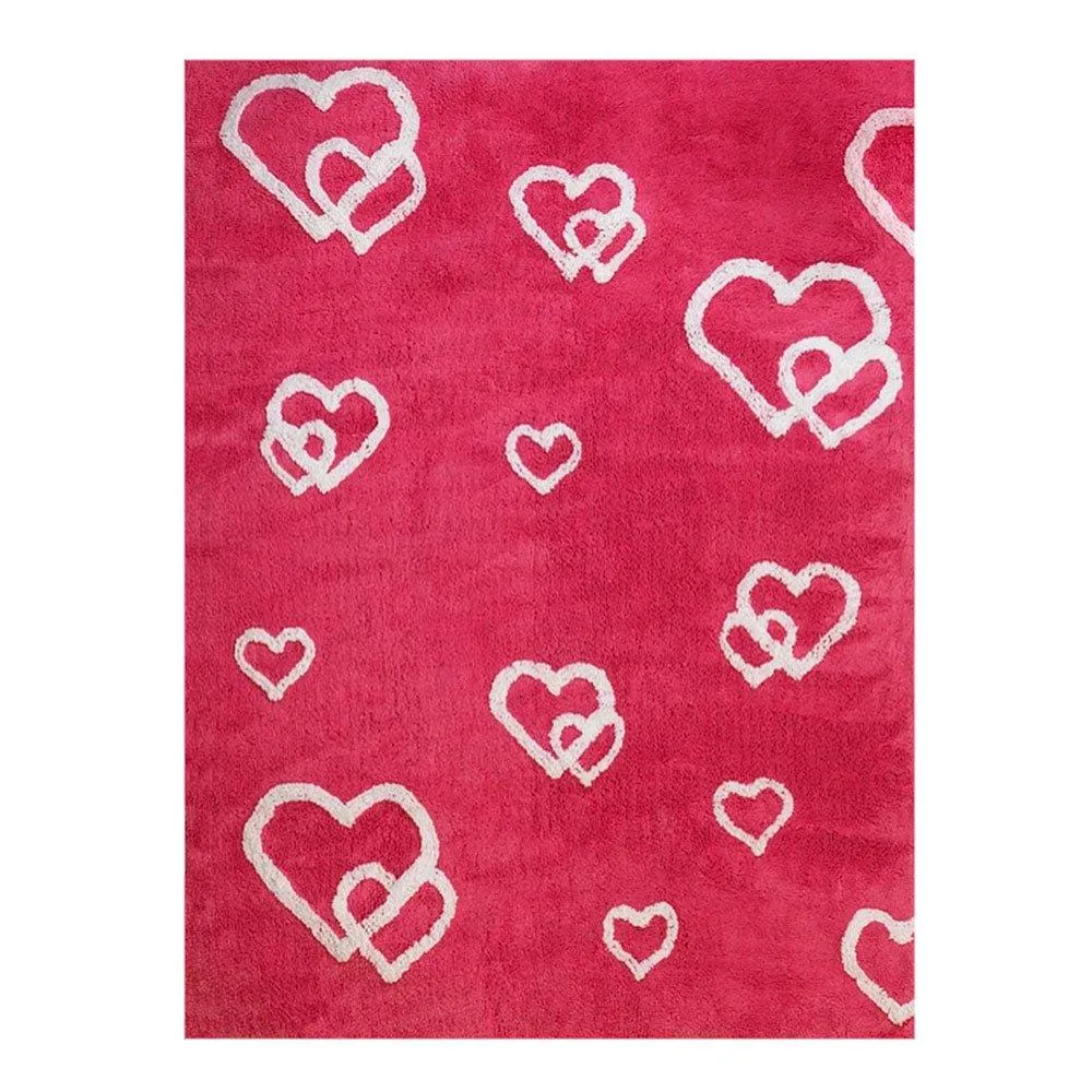 Alfombra Infantil Algodón Corazones Fresa Aratextil