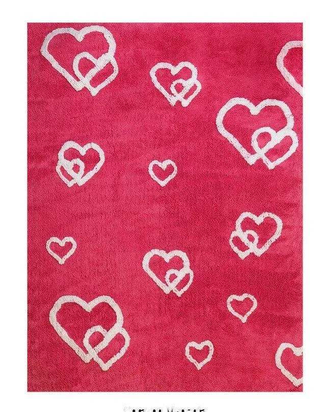 Alfombra Infantil Algodón Corazones Fresa Aratextil