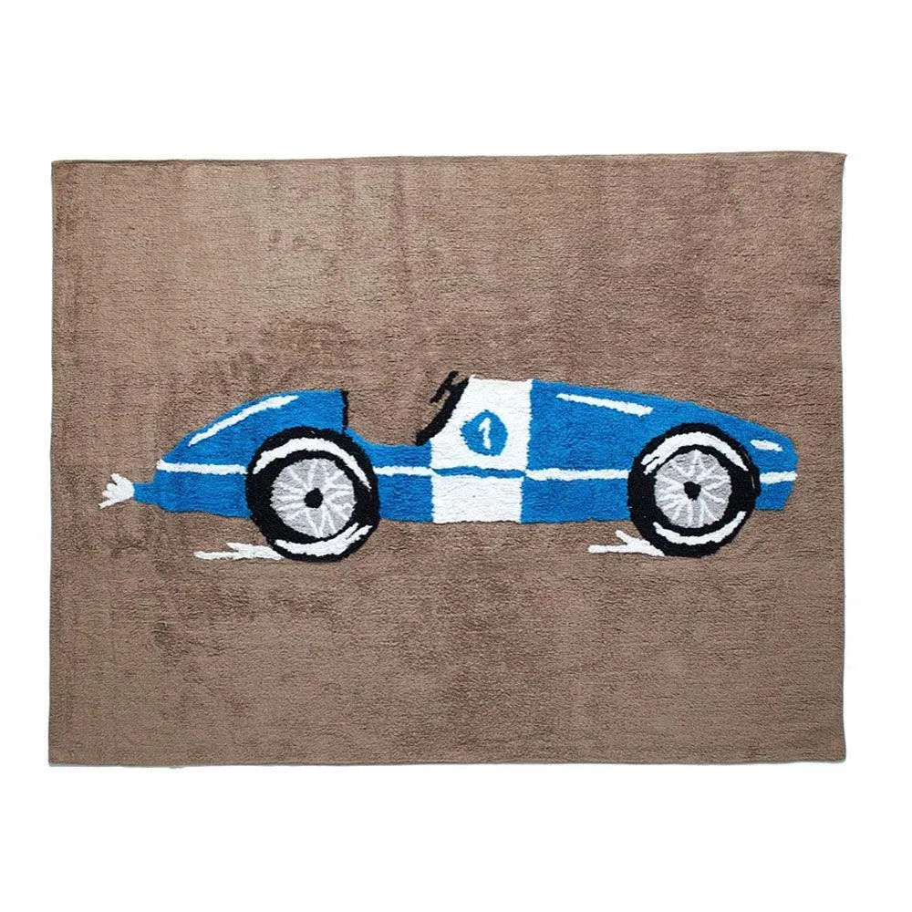 Alfombra Infantil Coche Carreras Azul Aratextil