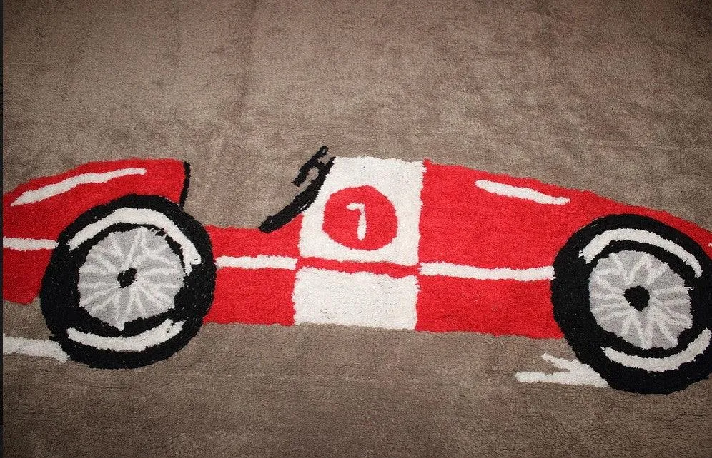 Alfombra Infantil Coche Carreras Rojo Aratextil