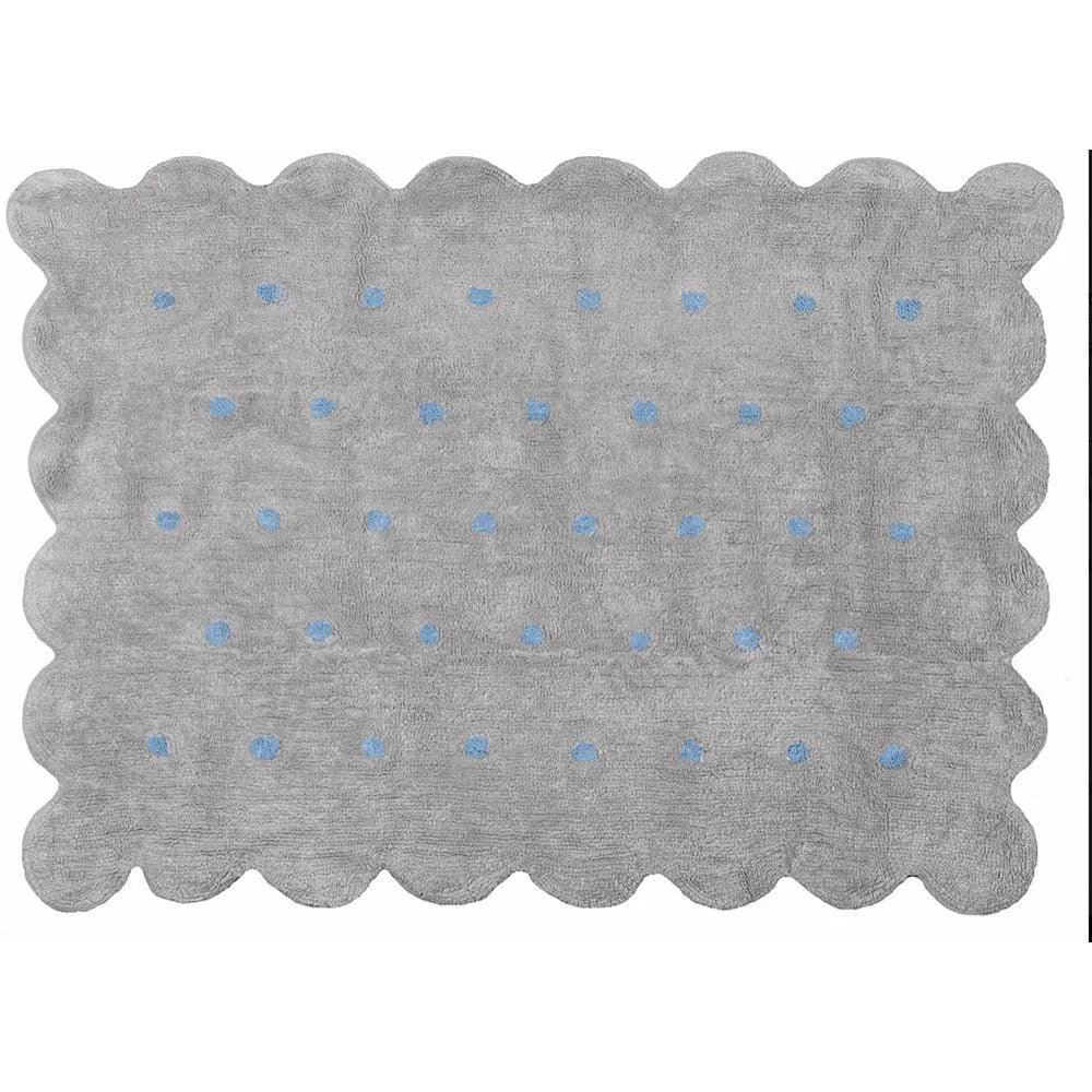 Alfombra Infantil Lavable Cookie Gris/celeste Aratextil