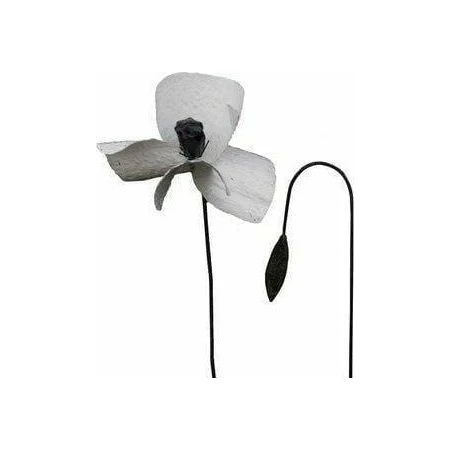 Amapola blanca & botón gigante - Vegetal decorativo en metal reciclado Arrosoir & Persil