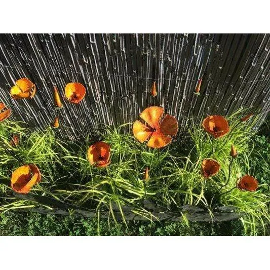 Amapola de California naranja y cápsula - Vegetal decorativo en metal reciclado Arrosoir & Persil