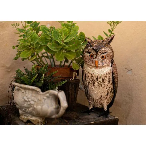 Búho chico - Pájaro decorativo en metal reciclado Arrosoir & Persil