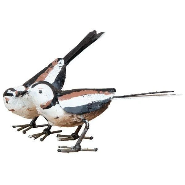 Carbonero de cola larga – Pareja - Pájaro decorativo en metal reciclado Arrosoir & Persil