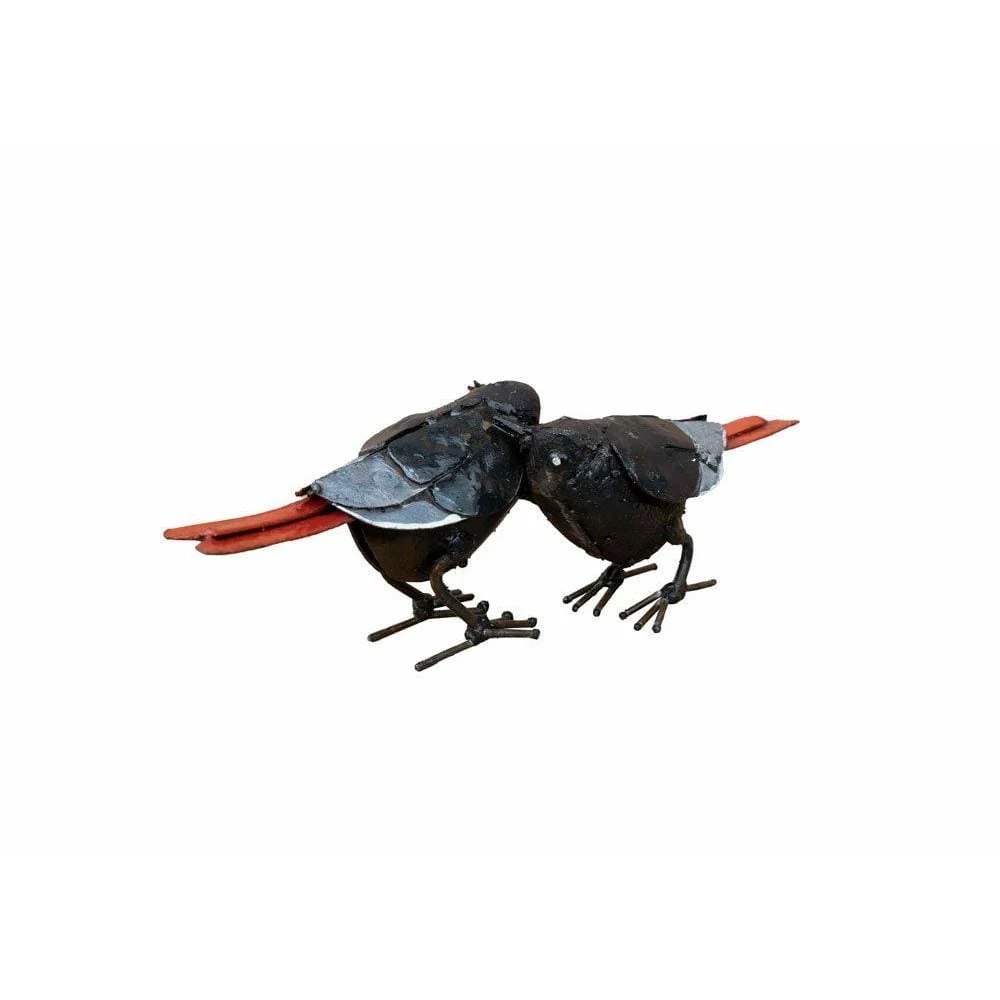 Colirrojo – Pareja - Pájaro decorativo en metal reciclado Arrosoir & Persil