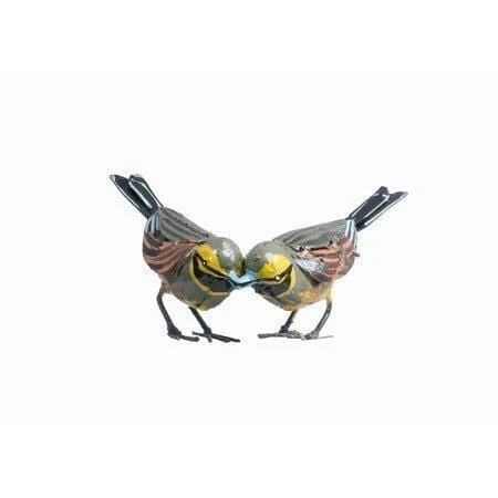 Escribano cerillo – Pareja - Pájaro decorativo en metal reciclado Arrosoir & Persil
