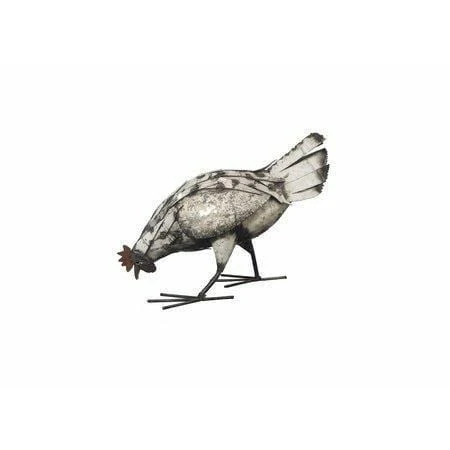 Gallina blanca picoteando - Pájaro decorativo en metal reciclado Arrosoir & Persil