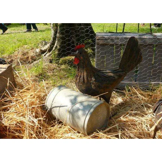 Gallina oxidada - Pájaro decorativo en metal reciclado Arrosoir & Persil