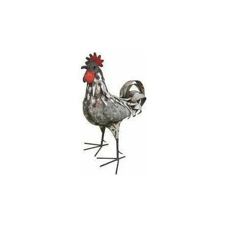 Gallo PM blanco - Pájaro decorativo en metal reciclado Arrosoir & Persil