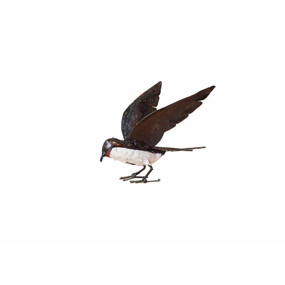 Golondrina alas abiertas - Pájaro decorativo de metal reciclado Arrosoir & Persil