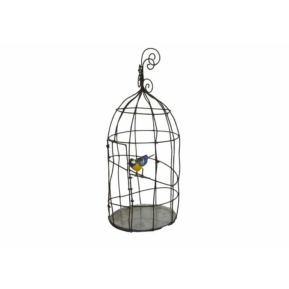 Jaula GM (con un pájaro de regalo) - Animal decorativo en metal reciclado Arrosoir & Persil