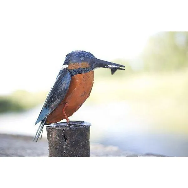 Martín pescador - Pájaro decorativo en metal reciclado Arrosoir & Persil