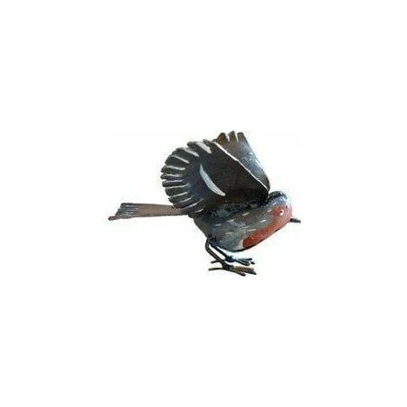 Petirrojo con alas abiertas - Pájaro decorativo en metal reciclado Arrosoir & Persil
