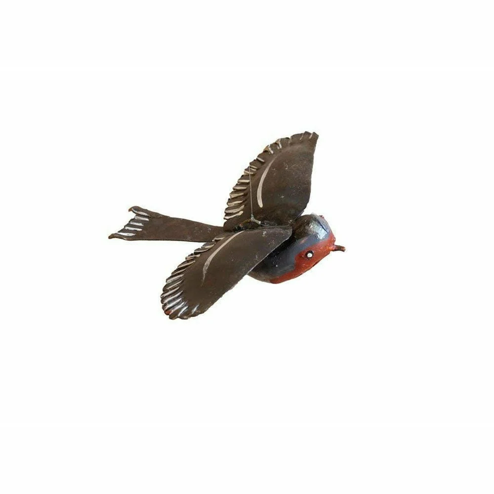 Petirrojo en vuelo - Pájaro decorativo en metal reciclado Arrosoir & Persil