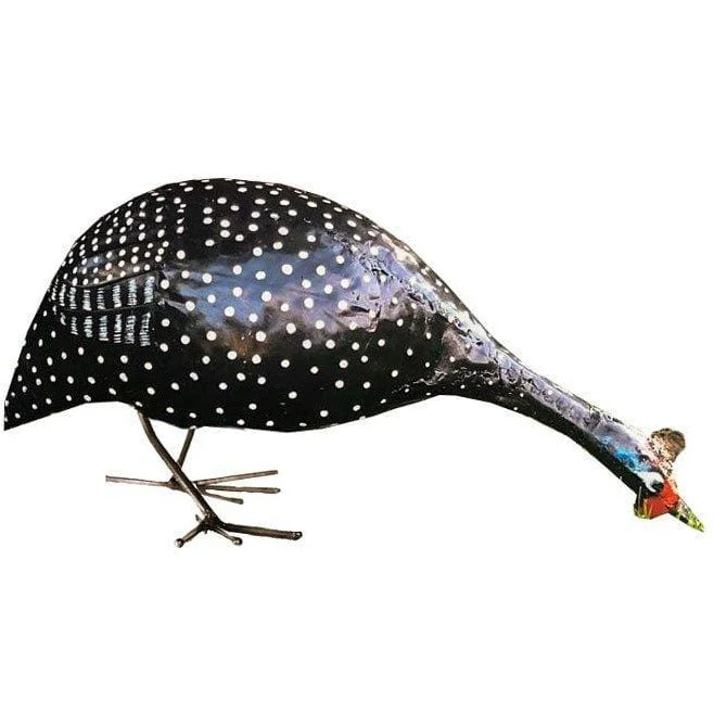 Pintada picoteando - Pájaro decorativo en metal reciclado Arrosoir & Persil