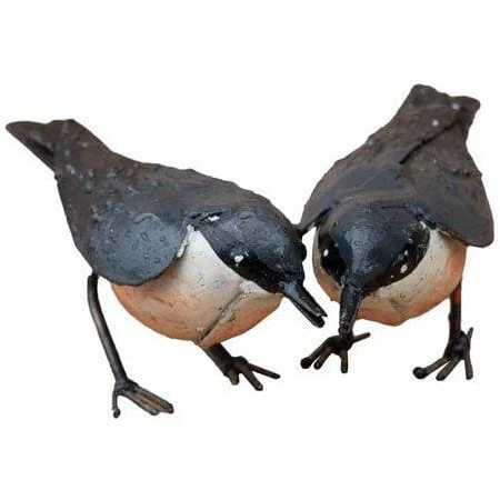 Trepador azul – Pareja - Pájaro decorativo en metal reciclado Arrosoir & Persil