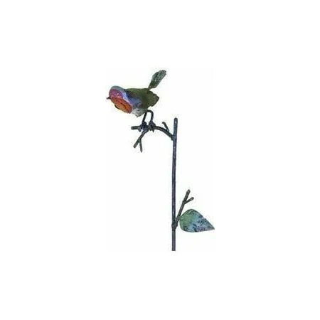 Tutor jardinera Petirrojo - Pájaro decorativo en metal reciclado Arrosoir & Persil