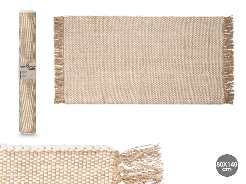 ALFOMBRA ARTESANAL BEIGE NATURAL 80X140CM ARTEREGAL