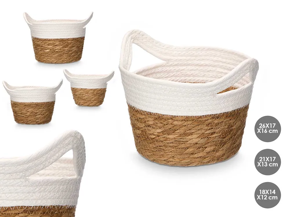CESTO REDONDO ASAS FIBRA NATURAL BLANCO ARTEREGAL