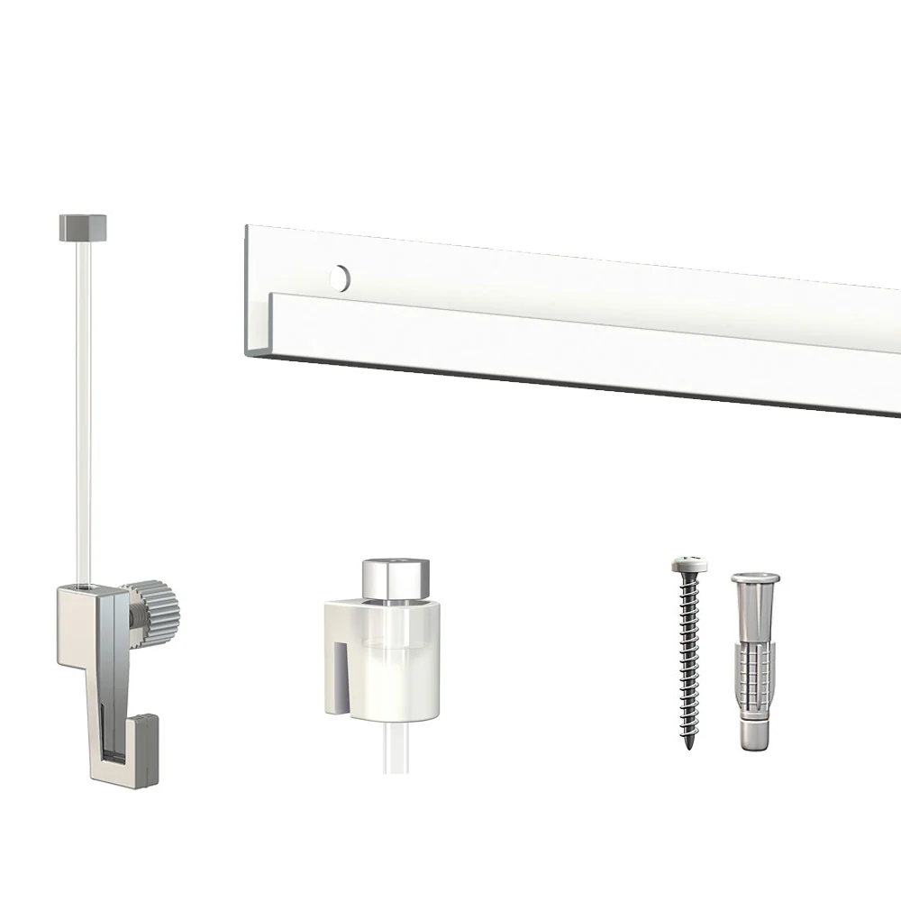 Riel para cuadros Artiteq Classic ECO Box + alambre de perlón - Kit para colgar cuadros Blanco