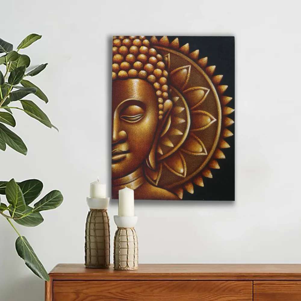 CUADRO MEDIO BUDA MANDALA DORADO 60X80CM AW Artisan S.L