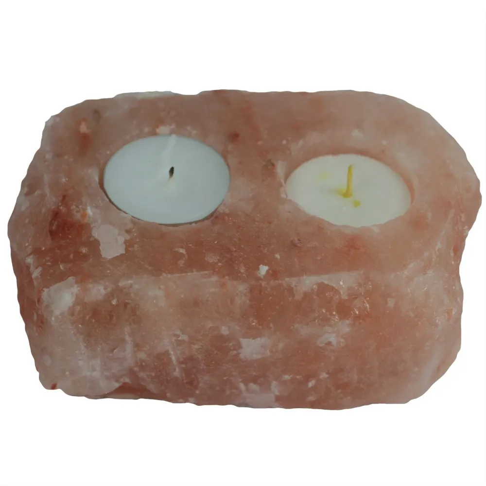Portavelas de Sal del Himalaya Natural para 2 Velas – 1,3 kg AWArtisan Dropship