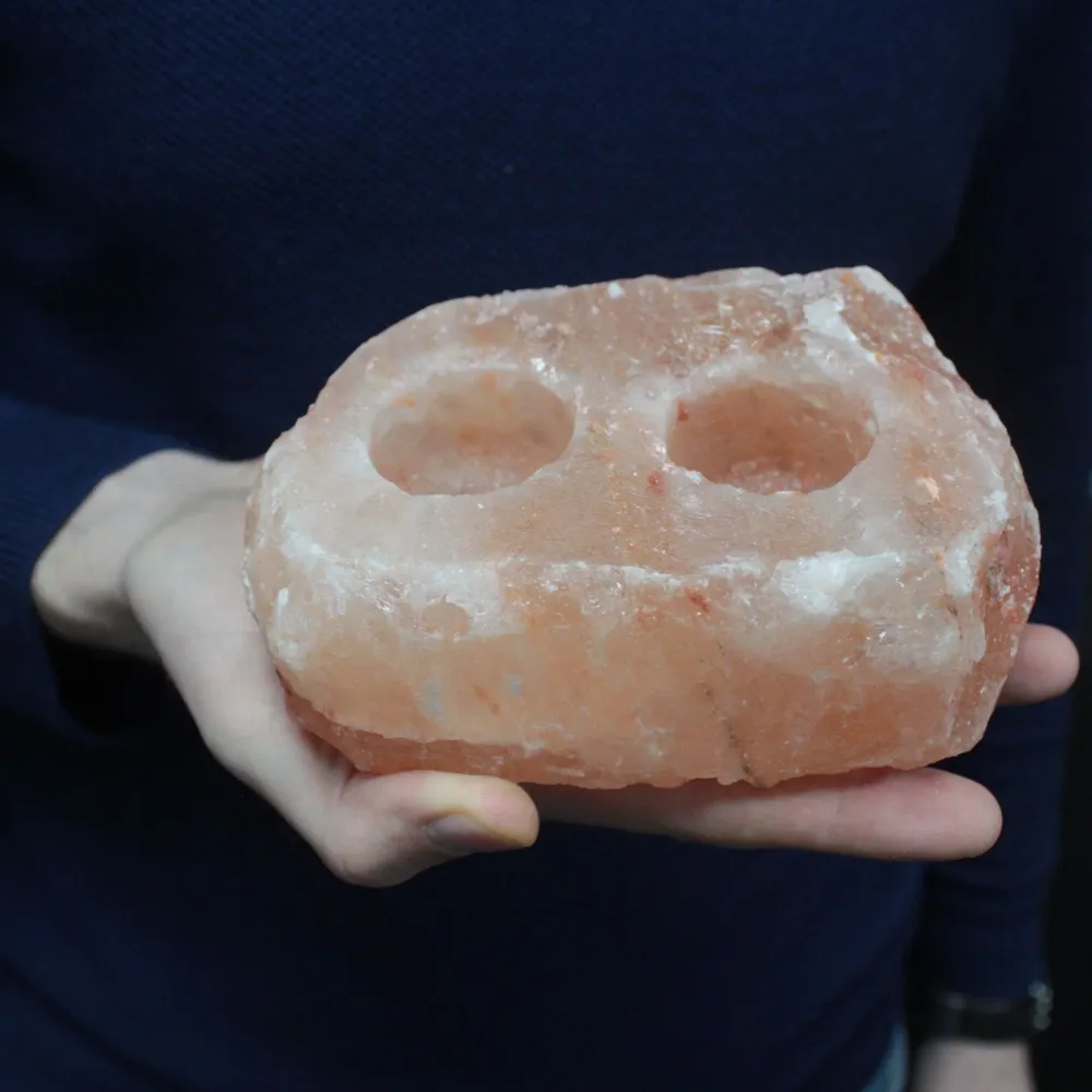 Portavelas de Sal del Himalaya Natural para 2 Velas – 1,3 kg AWArtisan Dropship