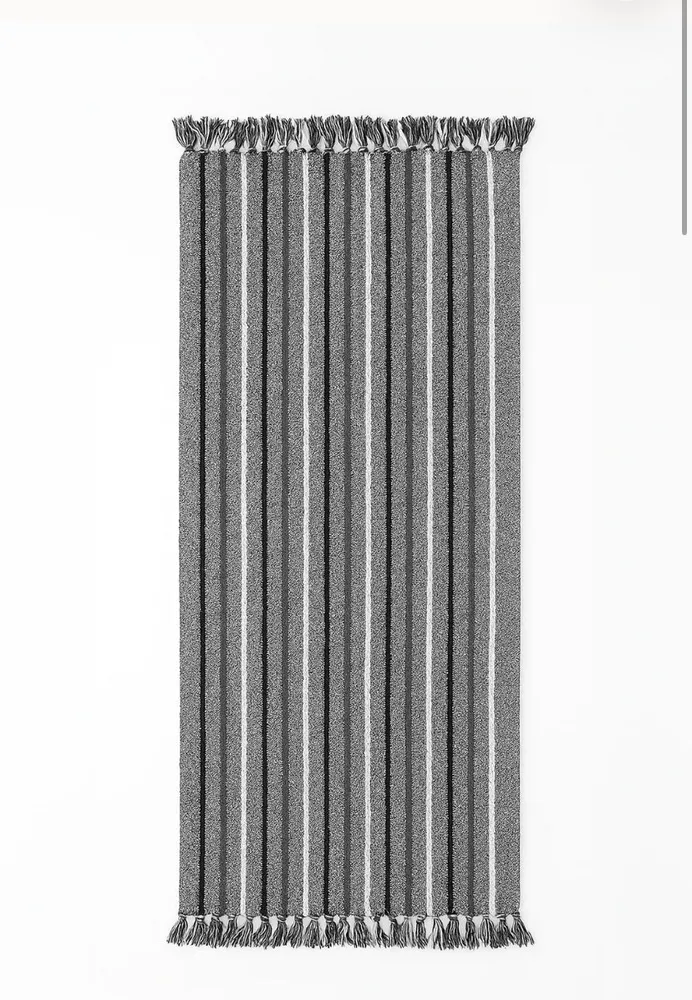 Bajada de cama / manta 60x130 Con Flecos rayas gris