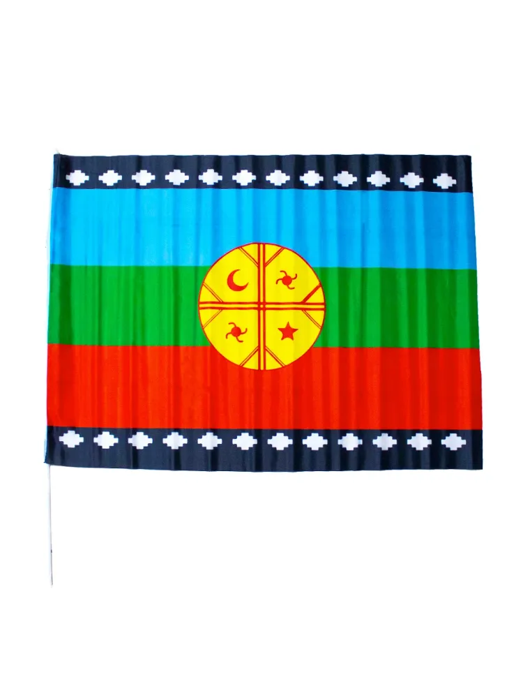 Bandera Mapuche Palito 90 X 60 Cm 12 Unidades