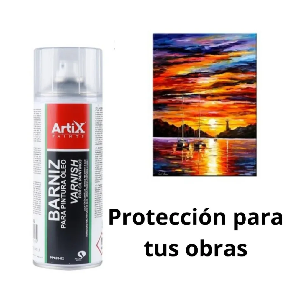 Barniz spray protección pintura al oleo. Protector de luz, polvo y envejecimiento. Conservación pinturas y obras